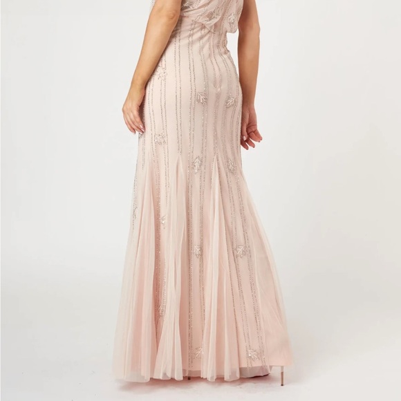 LACE & BEADS KEEVA NUDE BLUSH BRIDESMAID DRESS - Picture 3 of 16